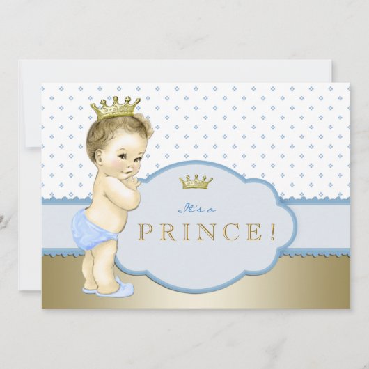 Baby Blue Little Prince Baby shower Kaart (Voorkant)