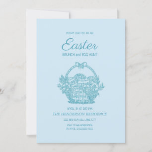 Baby Blue Mand Basket Pasen Brunch Eierspel Kaart