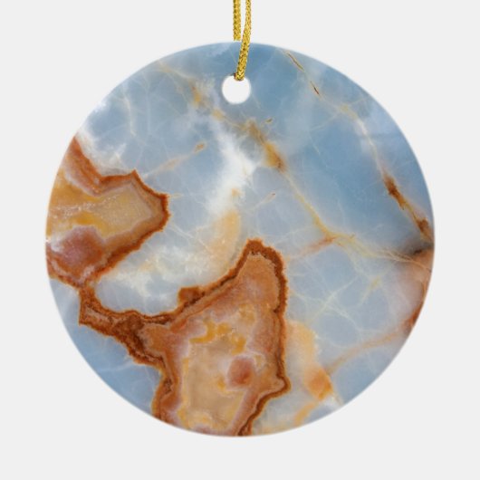 Baby Blue Marmer met Rusty Veining Keramisch Ornament (Voorkant)