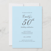 Baby Blue Minimalist 50ste verjaardag uitnodiging (Voorkant)