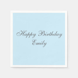 Baby Blue Minimalist Birthday Party Napkins Servet