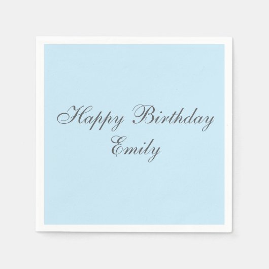Baby Blue Minimalist Birthday Party Napkins Servet (Voorkant)