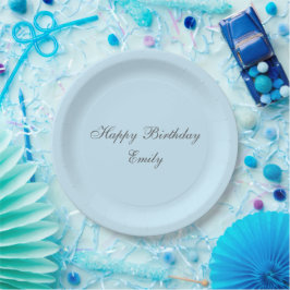Baby Blue Minimalist Birthday Party Paper Plates Papieren Bordje