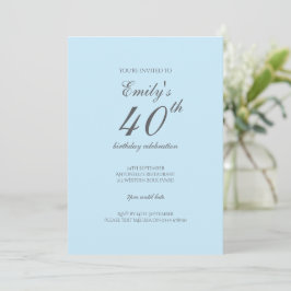 Baby Blue Minimalistische Uitnodiging voor 40ste V