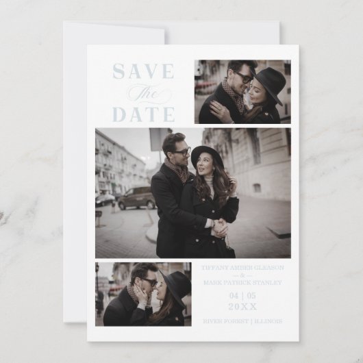 Baby Blue Modern 3 Custom Photos Wedding (Voorkant)