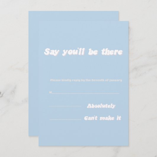 Baby Blue Modern Weddenschap-kaart Informatiekaartje (Voorkant / Achterkant)