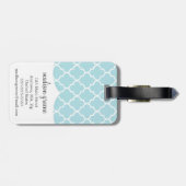 Baby Blue Moroccan Tiles Lattice Personalized Bagagelabel (Achterkant horizontaal)