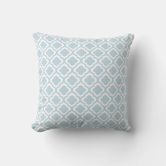 Baby Blue Moroccan Trellis Quatrefoil Clover Kussen (Voorkant)