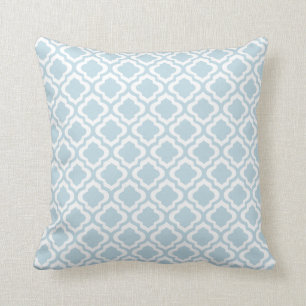 Baby Blue Moroccan Trellis Quatrefoil Clover Kussen