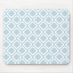Baby Blue Moroccan Trellis Quatrefoil Clover Muismat