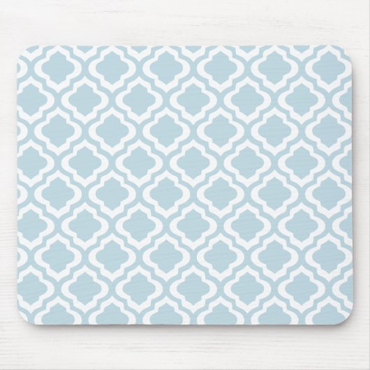 Baby Blue Moroccan Trellis Quatrefoil Clover Muismat (Voorkant)