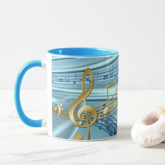 Baby Blue Muzieknoten Mok (Met donut)