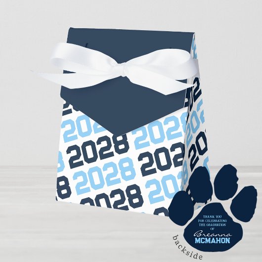 Baby Blue & Navy Afstudeerder dank u Pawprint teru Bedankdoosjes