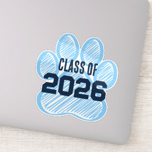 Baby Blue & Navy Class Jaar Pawprint Sticker
