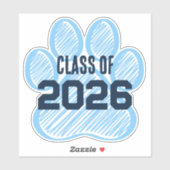 Baby Blue & Navy Class Jaar Pawprint Sticker (Vel)