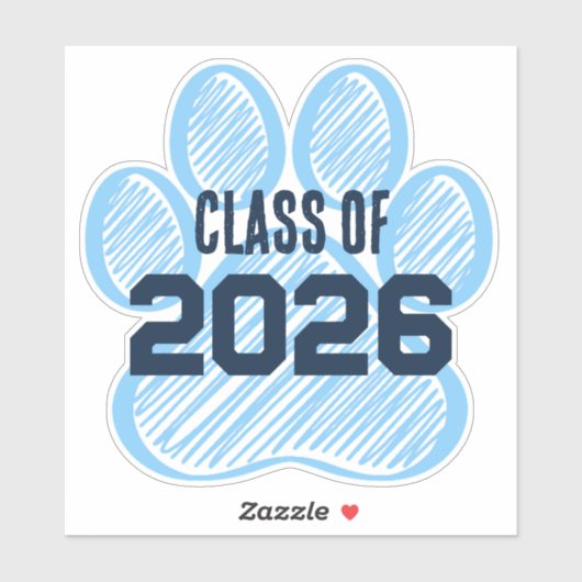 Baby Blue & Navy Class Jaar Pawprint Sticker (Vel)