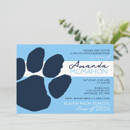 Baby Blue & Navy Elegante Pawprint (foto achterkan Kaart