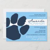 Baby Blue & Navy Elegante Pawprint (foto achterkan Kaart (Voorkant)