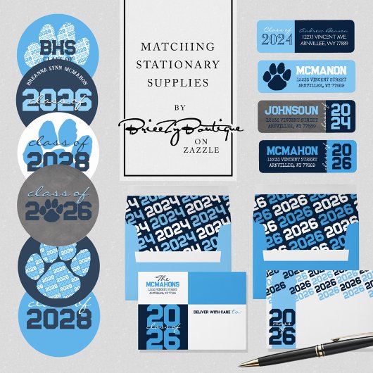 Baby Blue & Navy Filmstrip Afstuderen Frosted Acryl Uitnodigingen