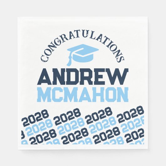 Baby Blue Navy gepersonaliseerde afstudeerpartijdo Servet (Voorkant)