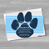 Baby Blue & Navy Pawprint Afstuderen Elegant Acryl Uitnodigingen