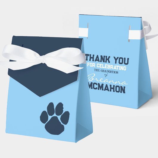 Baby Blue & Navy Pawprint Afstuderen Favor Boxes Bedankdoosjes