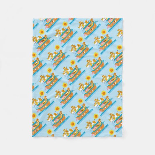 Baby Blue Noah's Ark Fleece Deken (Voorkant)