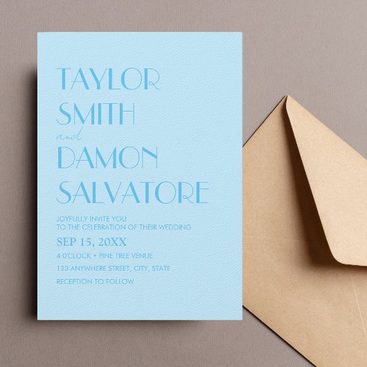 Baby Blue Ocean Bold Retro bruiloft Kaart