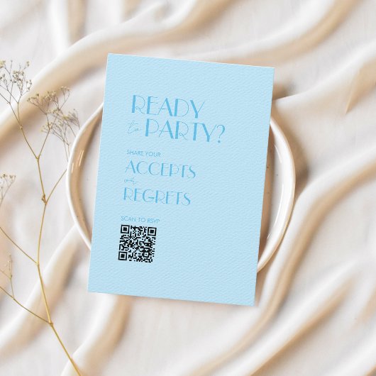 Baby Blue Ocean Bold Wedding QR-code RSVP-kaart Kaart