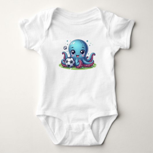 Baby Blue Octopus Football Speler Romper (Voorkant)