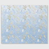 Baby Blue Octopus & Seahorse under the Zee Cadeaupapier (Vlak)