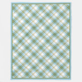 Baby Blue Olive Green Retro Tartan Patroon Fleece Deken (Voorkant)