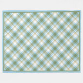 Baby Blue Olive Green Retro Tartan Patroon Fleece Deken (Voorkant (Horizontaal))