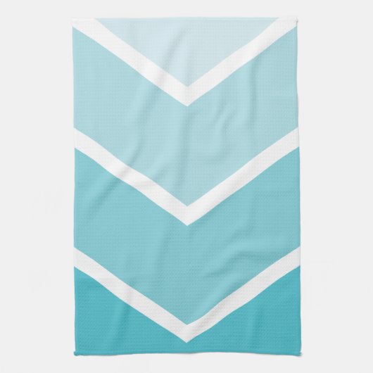 Baby Blue Ombré Chevron Stripes Theedoek (Verticaal)