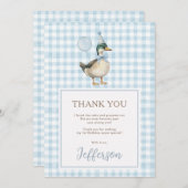 Baby Blue One Lucky Duck 1e verjaardag Bedankkaart (Voorkant / Achterkant)