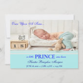 Baby Blue Overlay Geboorteaankondiging Kaart (Voorkant)