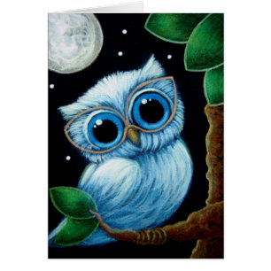 BABY BLUE OWL met EYEGLASSEN KAART