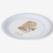 Baby Blue Pampas Grass Giraffe Baby shower Papieren Bordje (Gekanteld)