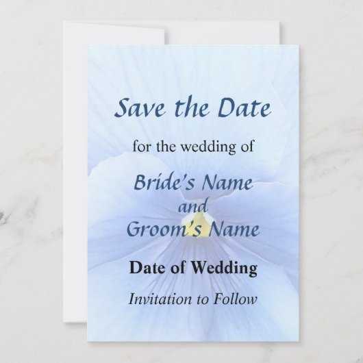 Baby Blue Pansy Sla de datum op Save The Date (Voorkant)
