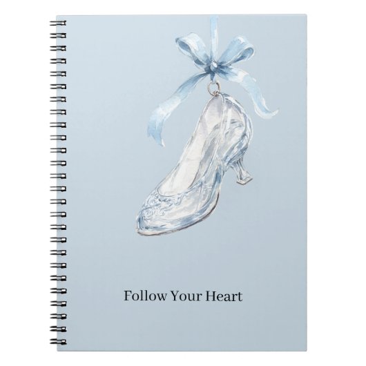 Baby Blue Pantoffel Hoge Hak Strik Notitieboek (Voorkant)