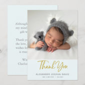 Baby blue pastel baby bedankt je kaart met foto (Voorkant / Achterkant)