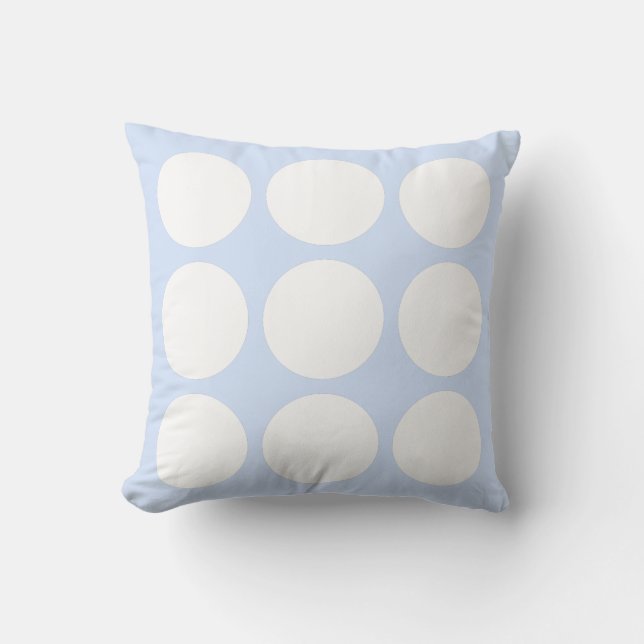 Baby Blue Pastel & Witte Abstracte Cirkel Ontwerp Kussen (Voorkant)