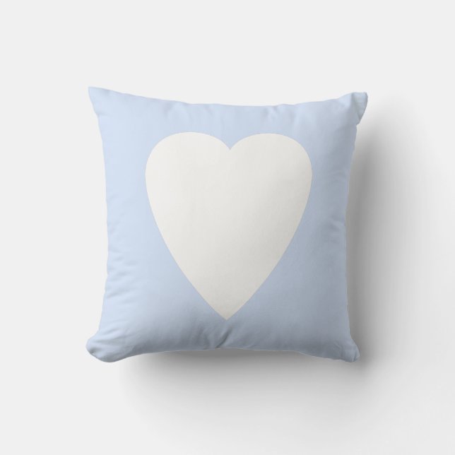 Baby Blue Pastel & Witte Hartvorm Design Kussen (Voorkant)