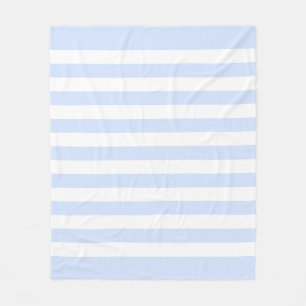 Baby Blue Pastel & Witte Lijnen Patroon Fleece Deken