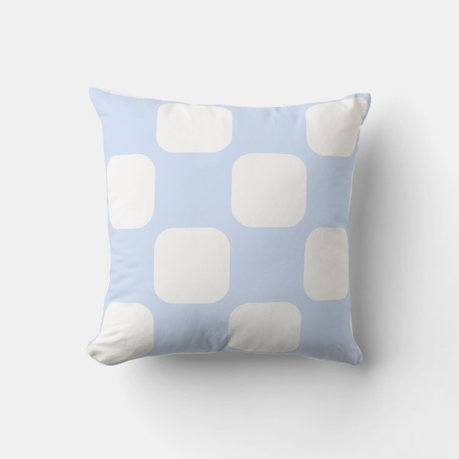 Baby Blue Pastel & Witte Squircle Patroon Design Kussen (Voorkant)