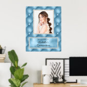 Baby Blue Pearls Foto Quinceañera Poster (Thuiskantoor)