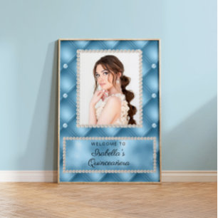 Baby Blue Pearls Foto Quinceañera Poster
