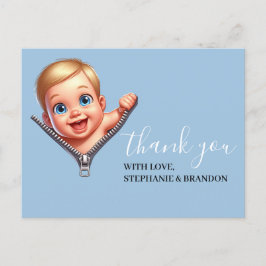 Baby Blue Peeking uit Baby shower dank u Briefkaart