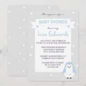 Baby Blue Penguin Baby shower Kaart (Voorkant / Achterkant)