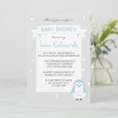 Baby Blue Penguin Baby shower Kaart (Staand voorkant)
